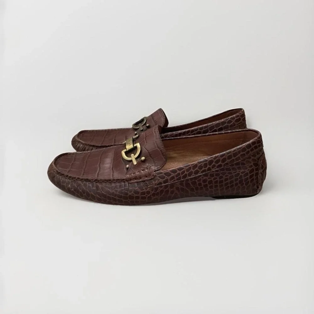 Donald Pliner-Men Dacio 2-Leather Slip-On Loafers-brown Caiman  11.5 M-VERY NICE
